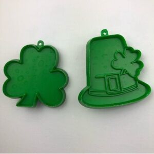 IRISH Classic Vintage Hallmark Imprint Cookie Cutters Shamrock & Leprechaun Hat